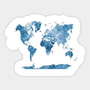 World Map in watercolor Blue Sticker